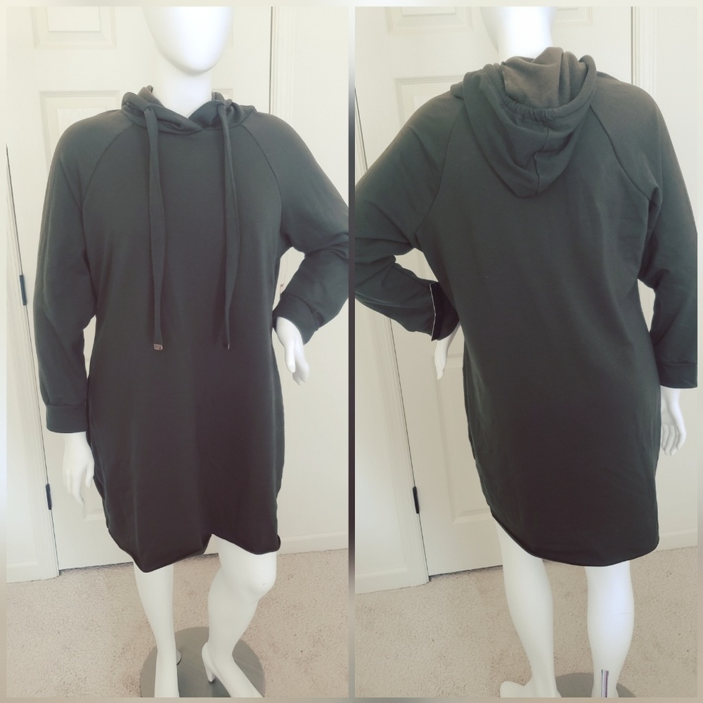 Olive sweater hooded dress
